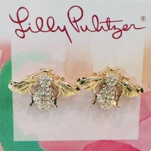Lilly Pulitzer Gold and Pave Bee Earrings NEW